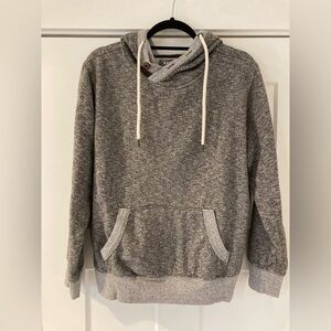 Express Gray Marled Hooded Sweatshirt with Kangaroo Pocket